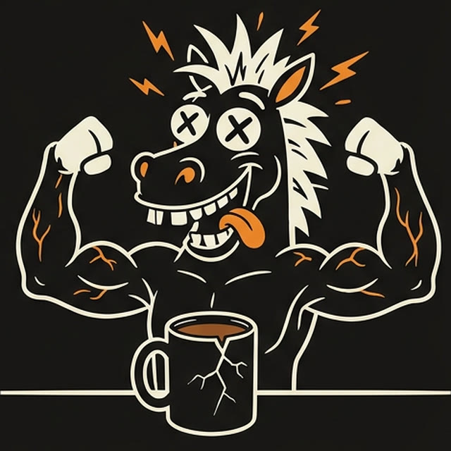 Nach dem ersten Schluck: X-Augen, Blitze, Doppelbizeps. Der Becher bekommt Risse.