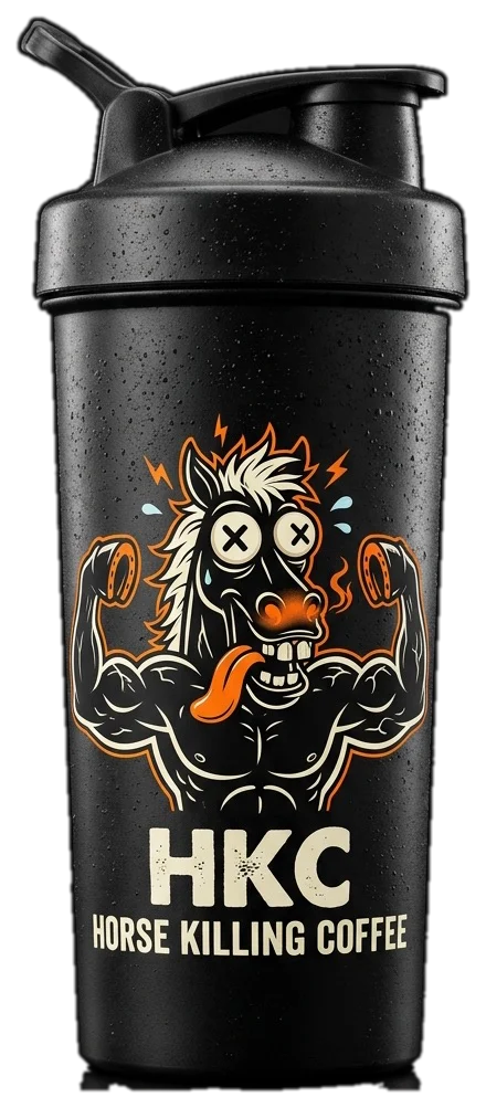 Der mattschwarze HKC-Shaker mit dem Gaul